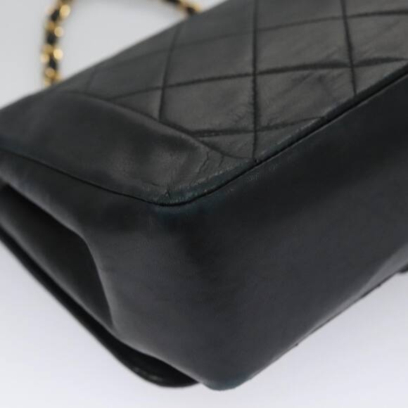 CHANEL Matelasse Turn Lock Chain Shoulder Bag Lamb Skin Black CC - Picture 16 of 16